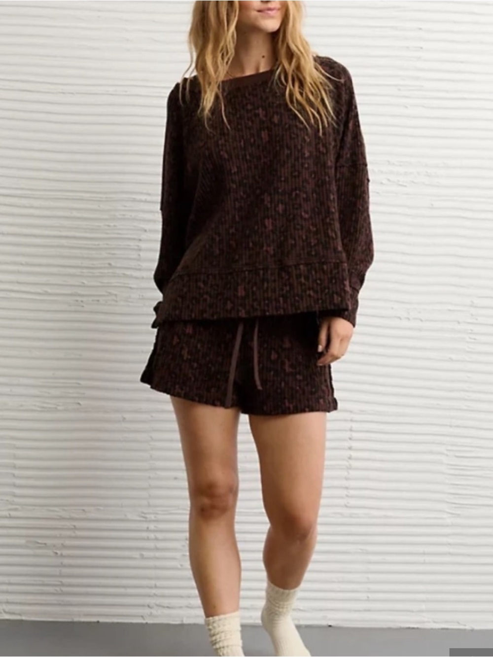 American Eagle Outfitters Black and Dark Gray Leopard Print Pullover size small